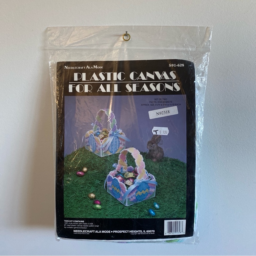 "Pastel Egg Baskets" 1990 Needlecraft Ala Mode Plastic Canvas Kit S91-628